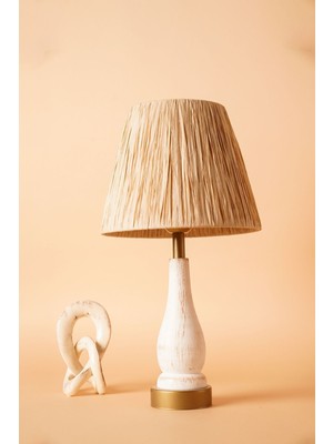 HMY Design Palmıer Handmade Ahşap Abajur Jüt-Beyaz