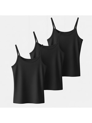 Serem Yıldızı Kadın Siyah 3 Adet Ip Askılı Ince Atlet