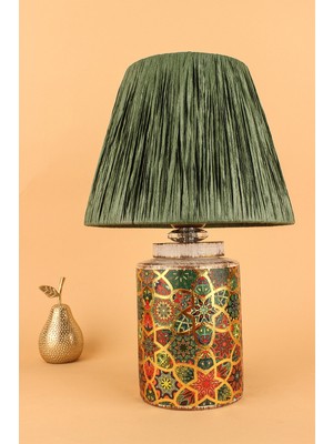 HMY Design Timide Desenli Handmade Seramik Abajur Yeşil