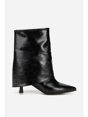 Yaya By Hotiç Kadın Rugan Siyah Pantolon Görünümlü Topuklu Bot