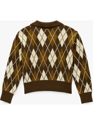 Koton Polo Yaka Baklava Desenli Triko Kazak