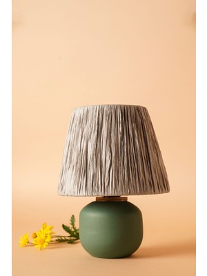 HMY Design Tournant Handmade Seramik Abajur Gri-Yeşil