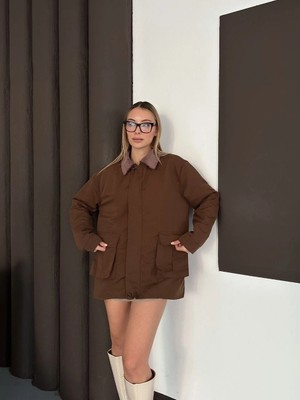 Mesga Butik Astarlı Yaka Detaylı Artos Ceket Kahve ST2651019