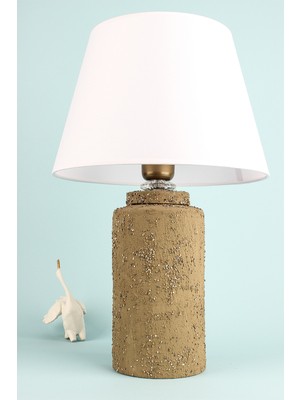 HMY Design Course Handmade Seramik Abajur Kahve-Beyaz