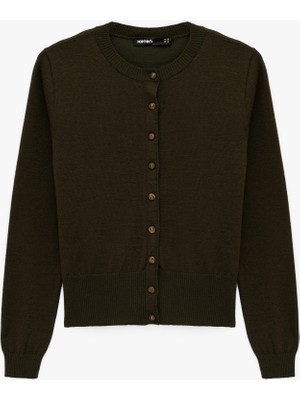 Koton Uzun Kollu Düğmeli Bisiklet Yaka Triko Hırka