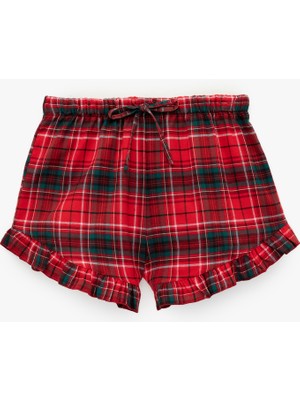 Koton Pamuklu Ekoseli Fırfırlı Pijama Altı