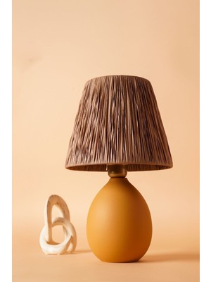 HMY Design Rond Handmade Seramik Abajur Kremit-Turuncu