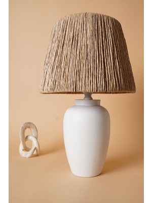 HMY Design Crochet Handmade Seramik Abajur Beyaz Hasır