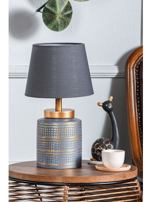 HMY Design Grande Seramik Abajur Mavi Gold