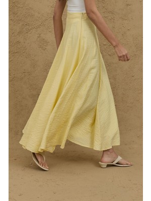 Fahhar Gode Açılımlı Etek Sarı
