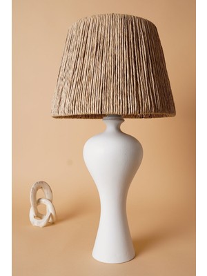 HMY Design Peut Handmade Seramik Abajur Beyaz Hasır