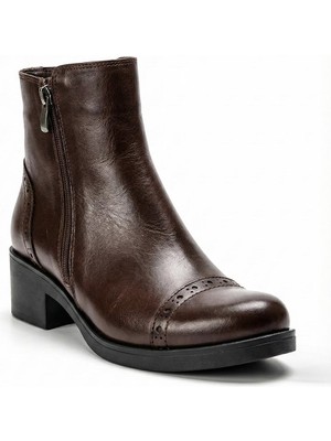 Ustalar Ayakkabı Kahverengi Kadın Topuklu Hakiki Deri Bot 074.101