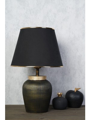 HMY Design Lıgne Handmade Seramik Abajur Siyah Gold