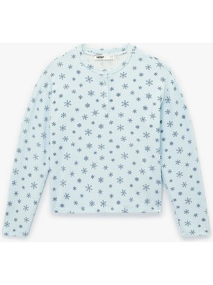 Koton Bisiklet Yaka Rahat Kalıp Uzun Kollu Desenli Viskon Pijama Üstü