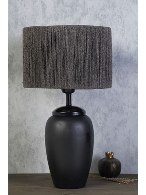 HMY Design Reduit Handmade Seramik Abajur Siyah Gri