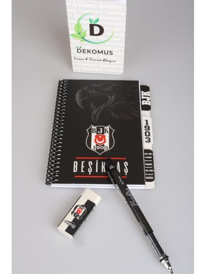 Dekomus Cep Defteri,lisanslı Beşiktaş Planlayıcı Bloknot,uçlu Kalem 0.7 mm ve Silgi Seti