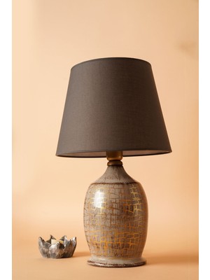 HMY Design Tulıpe Handmade Seramik Abajur Koyu Gri