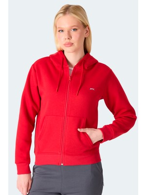 Slazenger Mılıo I Kadın Fermuarlı Kapüşonlu Cepli Ekru Sweatshırt