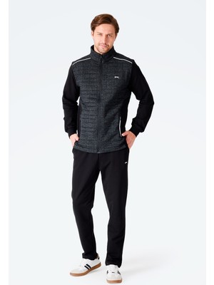 Slazenger Fıora Erkek Fermuarlı Dik Yaka Cepli Lacivert Eşofman Takımı