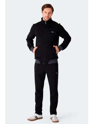 Slazenger Flıcker Erkek Fermuar Cepli Koyu Gri Eşofman Takımı