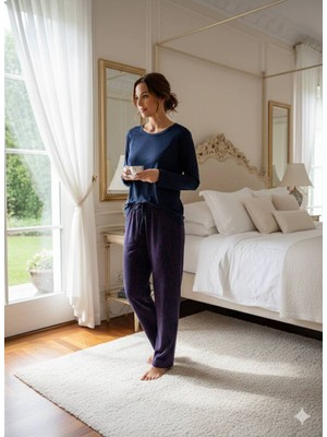 Limissi Kadın Modal Kumaş %100 Pamuk Ekose Lüx Pijama Takımı