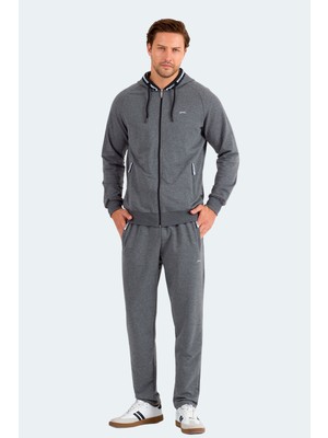 Slazenger Fender Erkek Kapüşonlu Fermuarlı Antrasit Eşofman Takımı