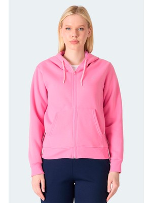 Slazenger Mılıo I Kadın Fermuarlı Kapüşonlu Cepli Ekru Sweatshırt