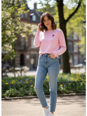 Yusgos Kadın Bisiklet Yaka Göğüs Nakışlı Yüksek Kaliteli Triko Kazak