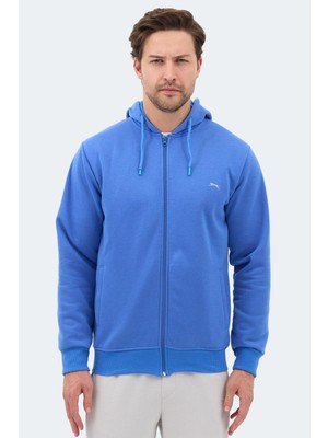Slazenger MAJESTIC  I Erkek Fermuarlı Kapüşonlu Cepli Indigo Sweatshırt