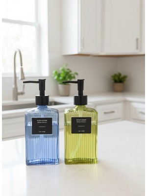 Rooc Home 2’li Cam Sıvı Bulaşık Sabunluk Seti – 400 ml