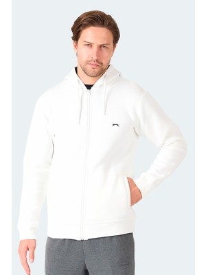 Slazenger MAJESTIC  I Erkek Fermuarlı Kapüşonlu Cepli Ekru Sweatshırt