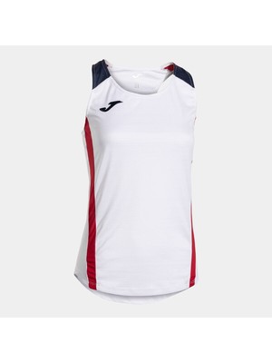 Joma 902521.206 Montreal Kadın Kolsuz Beyaz Kırmızı Spor Tişört