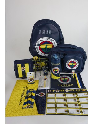 Dekomus Ile Lisanslı Fenerbahçe Full Kırtasiye Seti 32 cm Anaokul,beslenme ve Kalem ÇANTASI,500 ml Trıtan Matara,beslenme Kabı 1907