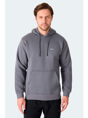 Slazenger Erkek Kapüşonlu Ekru Sweatshirt Düz Desenli Kış Sezonu Rahat Kesim