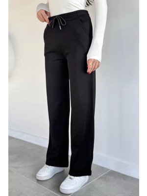 Gülseli Kadın Bel Lastikli Şardonlu Yüksek Bel Palazzo Eşofman Altı P-00019661