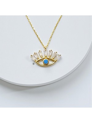 Nova Grup Nazar Boncuklu Göz Figürlü Zirkon Taşlı 14 Ayar Altın Kolye