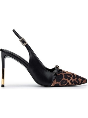 Tamer Tanca Kadın Vegan Siyah/leopar Stiletto 1007 9028 Bn Sndlt Y24 Sıyah/leopar