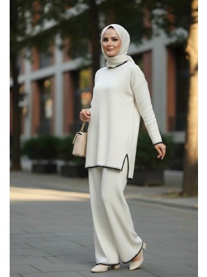 Yusgos Kadın Çoban Dikişli Rahat Kesim Yarım Balıkçı Yaka Oversize Teset