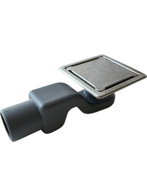 Sofdekor Metal Yer Süzgeci  Siyah Ince Paslanmaz Yer Süzgeci Banyo Gider 11CMX11CM - Yatay Çıkış