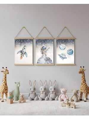 idealizbiz Uzay Temalı Gezegenler Soyut Kombin Kanvas Poster