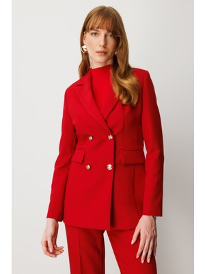 Ekol Kadın Kruvaze Yaka Kapak Cepli Ceket 5025