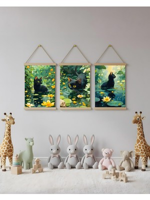 idealizbiz Göldeki Bombay Cinsi Kedi Kombin Soyut Kanvas Poster