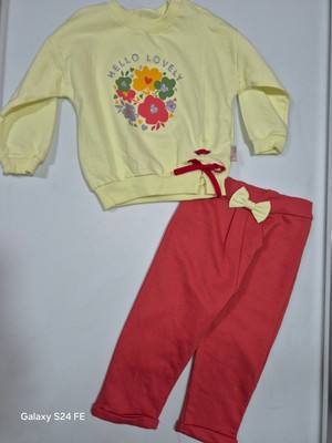 Çojuxs Kids Kız Bebek Uzun Kollu Çiçek Baskılı Simli 2.li Takım