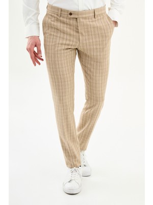 MCR Ekoseli Süper Slim Fit Erkek Pantolon