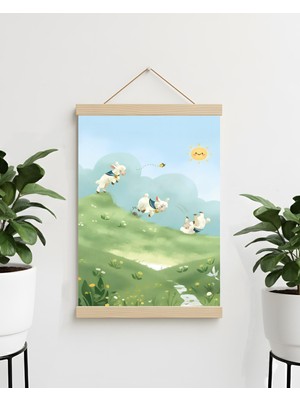 idealizbiz Soyut Kanvas Poster Çimenler Içinde Zıplayan Koyun