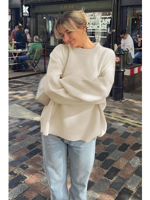 Kulvar Trend 0004 Bisiklet Yaka Oversize Triko Kazak