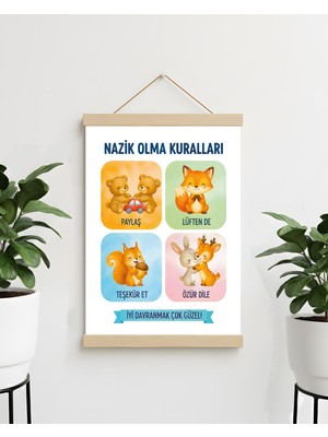 idealizbiz Nazik Olma Kuralları Soyut Kanvas Poster