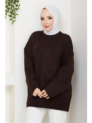 Kulvar Trend 0004 Bisiklet Yaka Oversize Triko Kazak