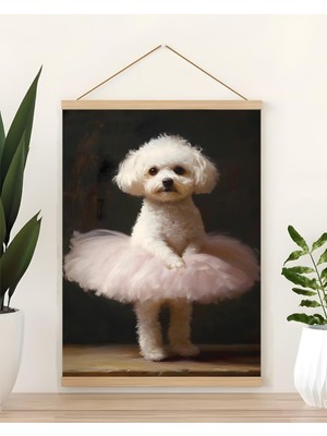 idealizbiz Soyut Kanvas Poster Pembe Tütülü Balerin Köpek