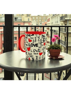 Alpşan Ticaret Love Baskılı Kalpli Kupa Bardak